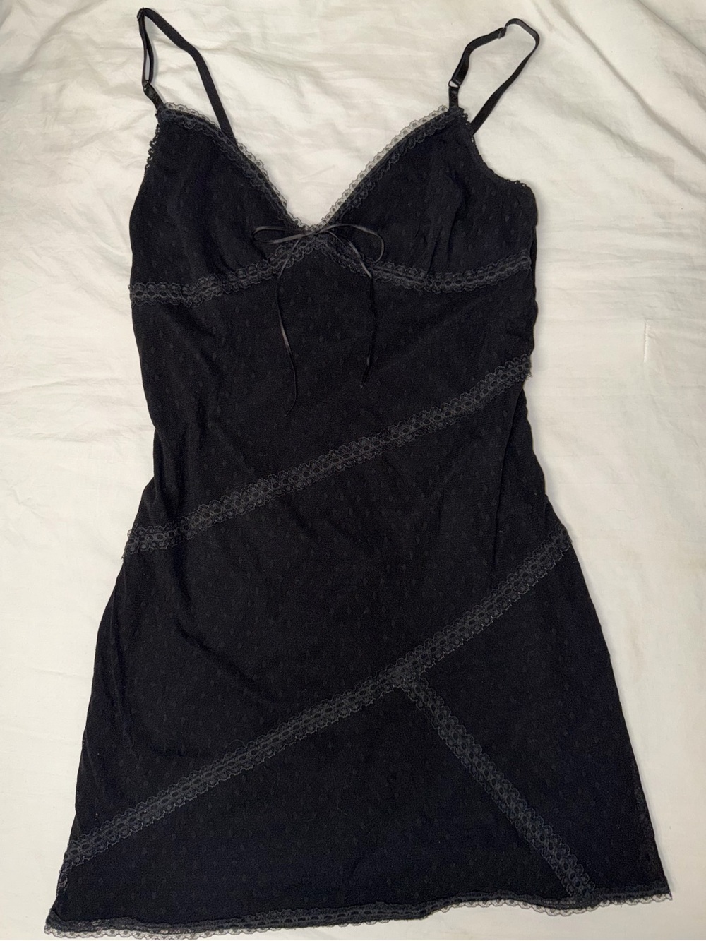Vintage Morbid Threads Black Lace Slip Dress Y2K Goth Fairy Grunge XL